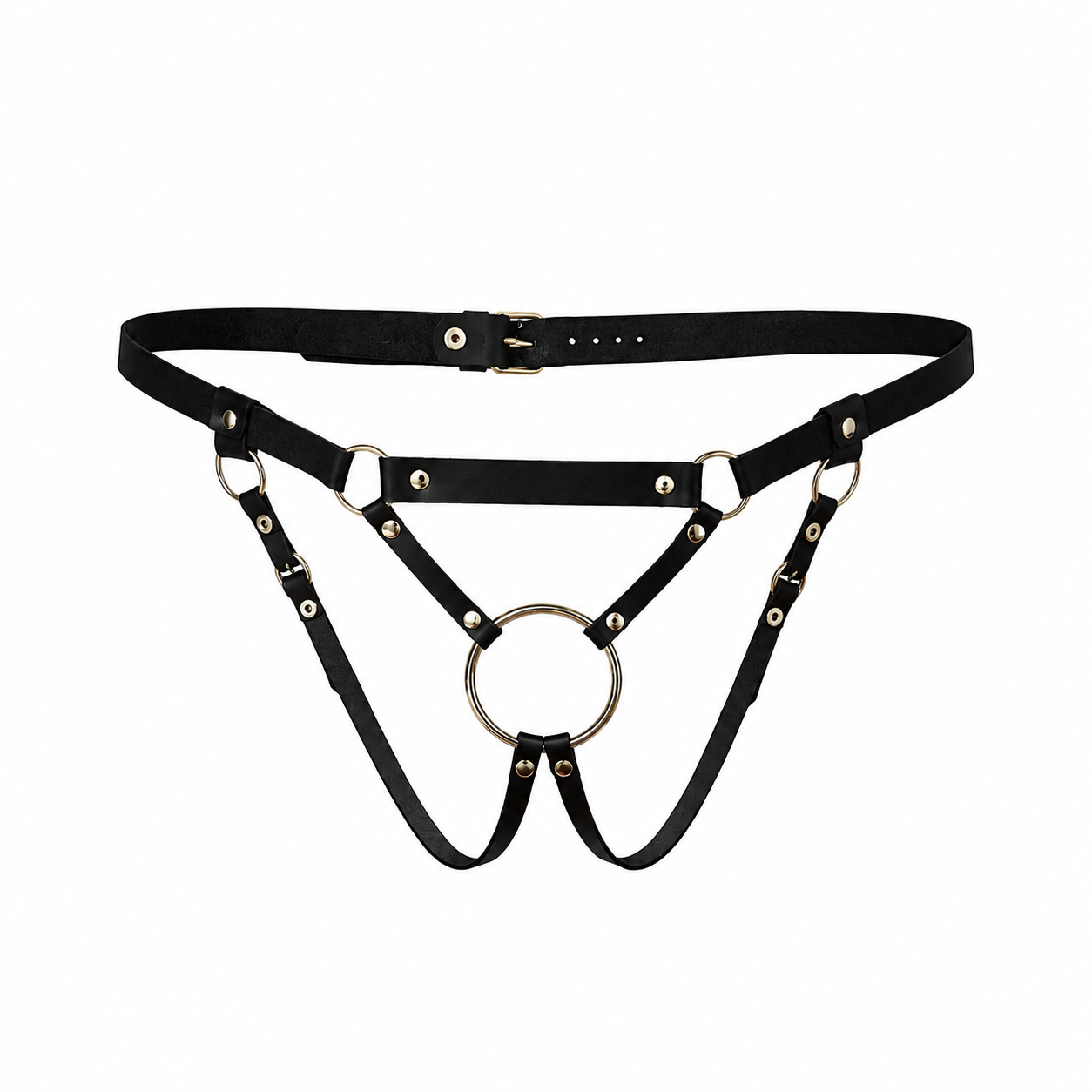 MARYLY men's leather harness with center ring