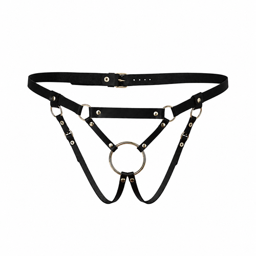 MARYLY men's leather harness with center ring