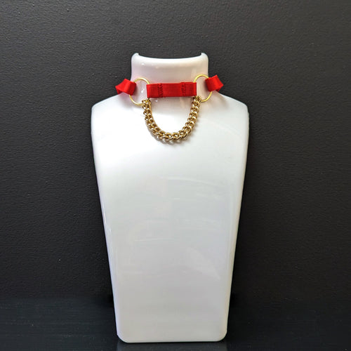 MARYLY women's chain choker in red elastic with gold hardware