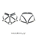 MARYLY black adjustable harness panties with gold hardware